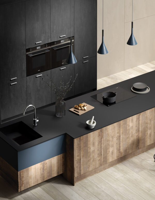 Blat de bucatarie compact laminat Krono Slim Line - Black 0190 (4100x1300 mm) - imagine 5