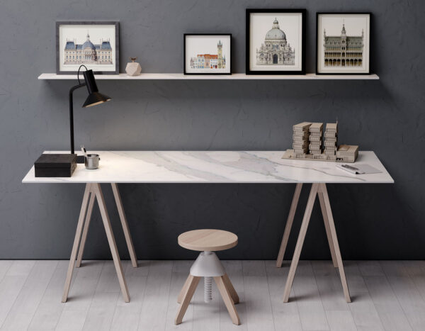 Blat de bucatarie compact laminat Krono Slim Line - Calacatta Olympus K551 (4100x650mm) - imagine 2