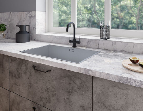 Blat de bucatarie compact laminat Krono Slim Line - White Iceberg Marble K552 (4100x650 mm) - imagine 2