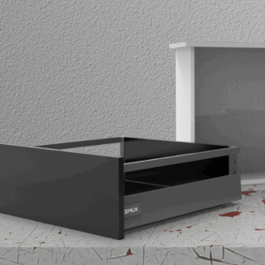 Sertar cu amortizare CEMUX A‑BOX antracit, H135 mm/ lungime 300 mm cu reling