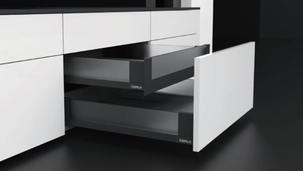 Suport panou frontal interior alb pentru sertar CEMUX A‑BOX, H199 mm
