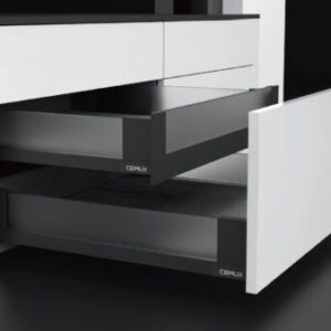Suport panou frontal interior alb pentru sertar CEMUX A‑BOX, H199 mm
